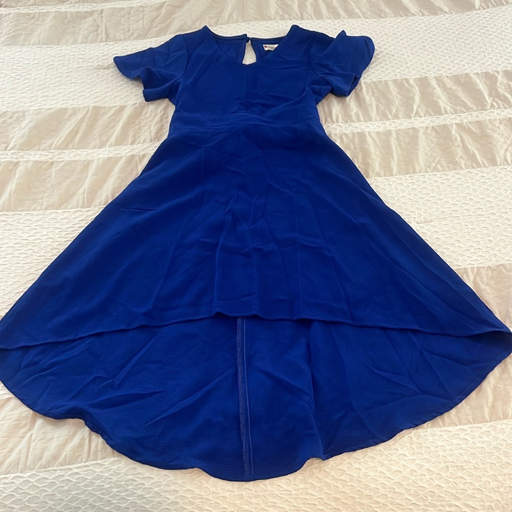 Poppies and roses royal blue dress